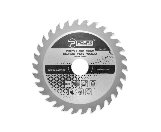 Диск по деревині із твердосплавними напайками 125 x 22.2/20, 30Т, Polax